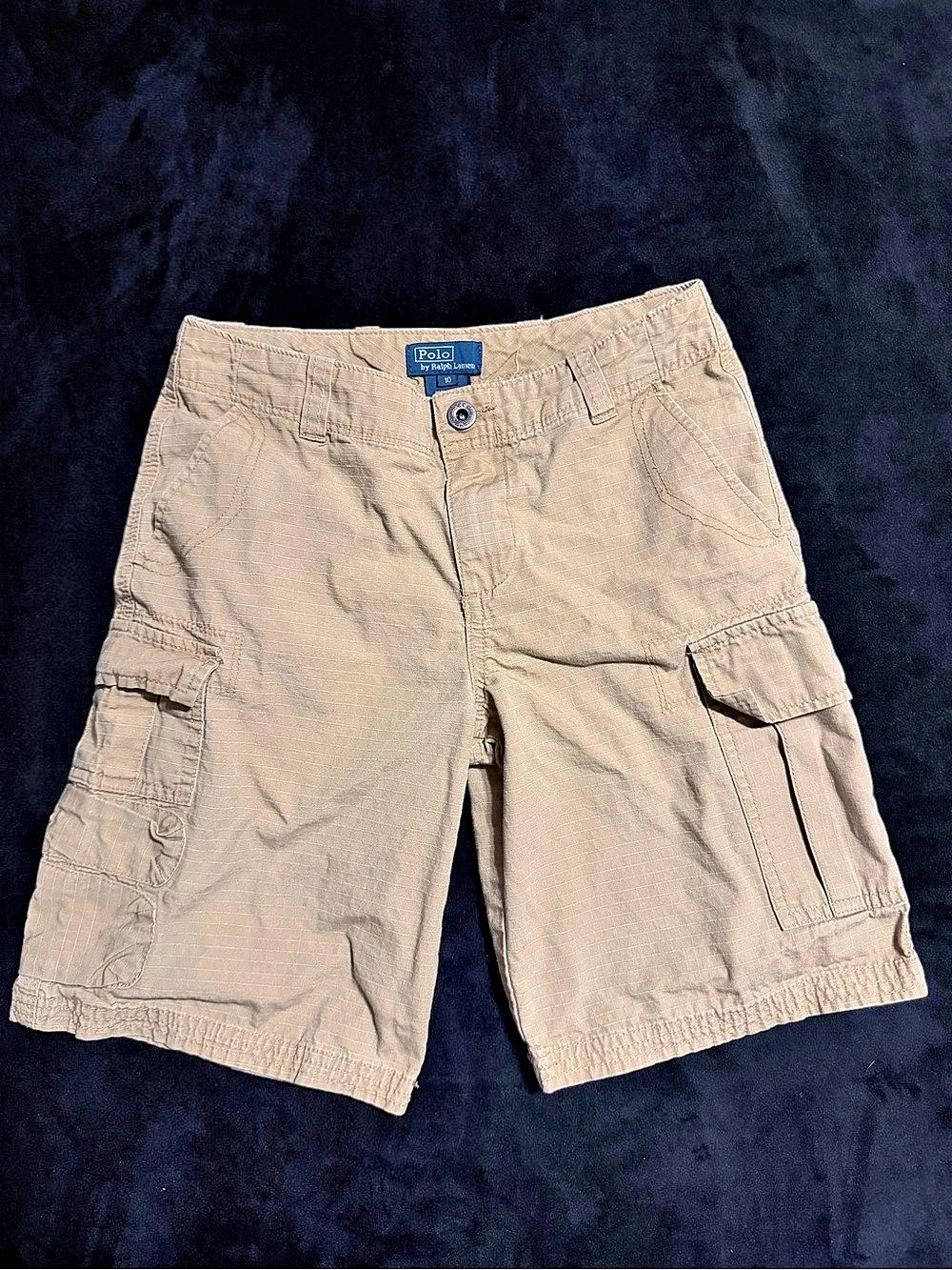 Boys Khaki Polo Shorts.